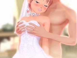 Innocent anime bride fingered at hand crisis