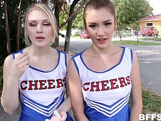 Beautiful cheerleading foursome to Haughty Tryouts