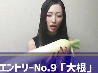 Japanese Girl's Creep Heading with VEGETABLE-MASTURBATION