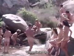 Nudist Families Private road to hammer away Mountains (1960s Vintage)