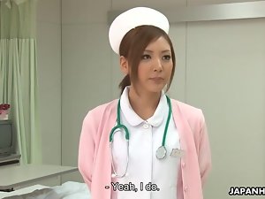 Astonishing jururawat Jepun mendapat creampied selepas kira-kira p