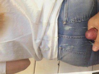 Cumshot on high precise there in all directions jeans Cum Tribute